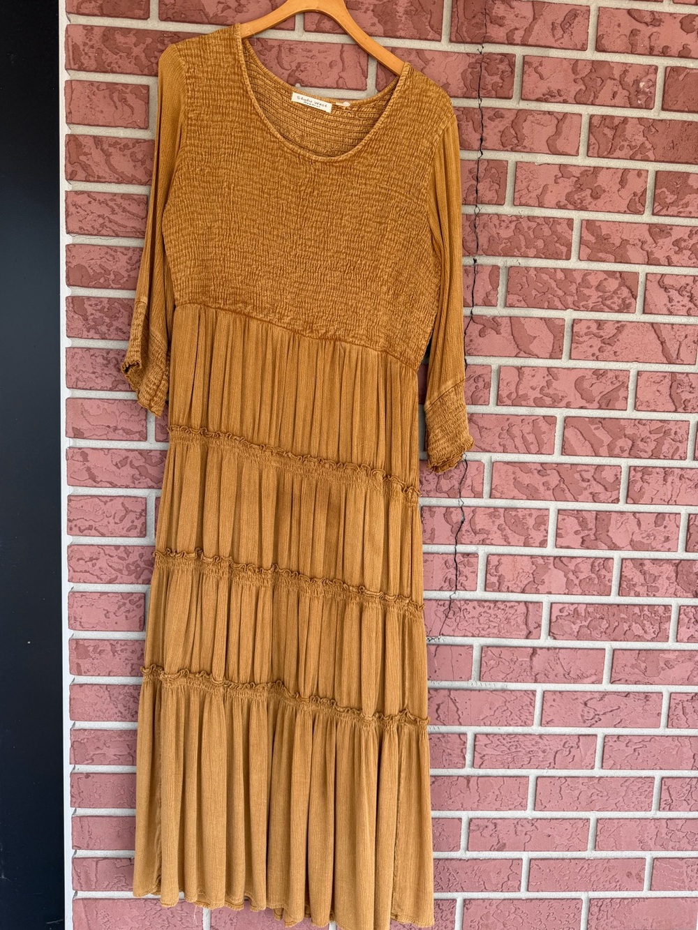 Studio West Mustard Tiered Maxi Dress